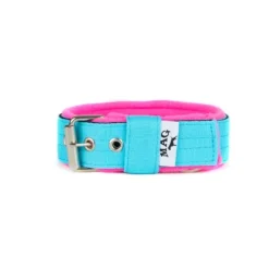 Mag Mag Halsband Met Fleece Lichtblauw Neon Roze