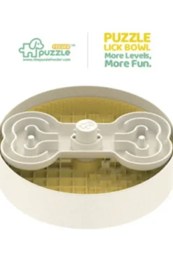 Puzzle Feeder Lick Bowl Geel Lite (Voor Kleine Honden)